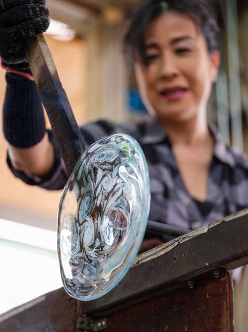 Glass artist with perfect eye care and vision